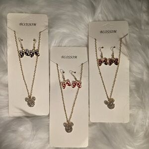 Elegant Silver and Gold Mickey Mouse necklace and earring set.